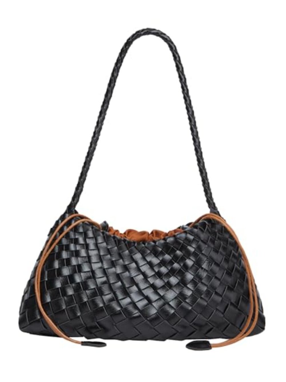Woven Hobo Shoulder Bag Suede PU Leather Tote Purse
